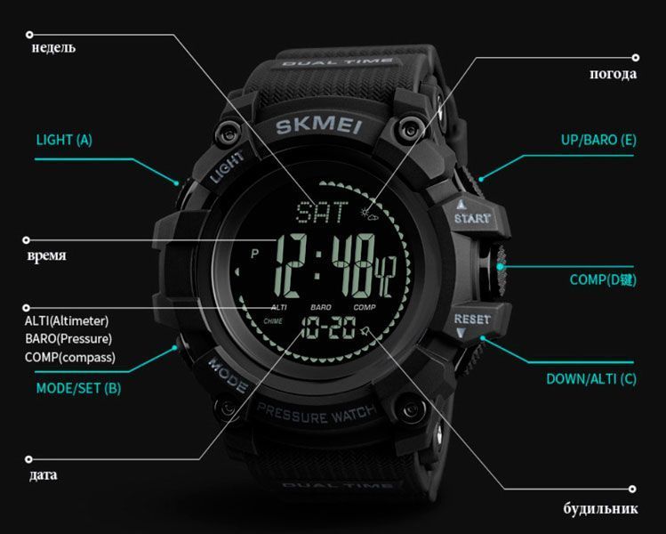 Смарт годинник Smart Skmei Processor з крокоміром і барометром 88 фото