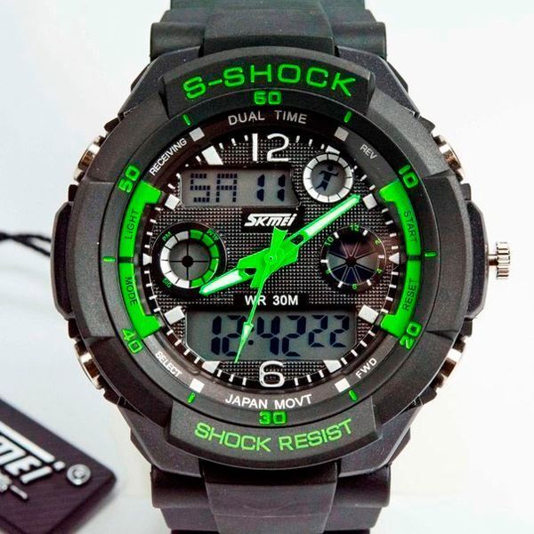 Чоловічий годинник Skmei S-Shock Green 1 фото