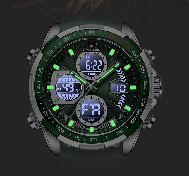 Чоловічий годинник Naviforce Fly Army Hook Green, 2 ремінці 701 фото