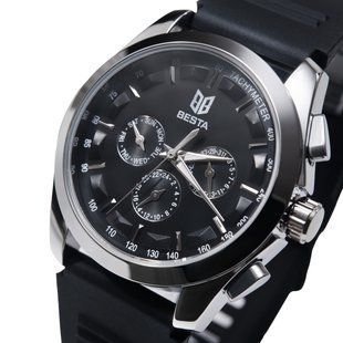 Чоловічий годинник Besta Walker Elastic Black, 2 ремінці 703 фото