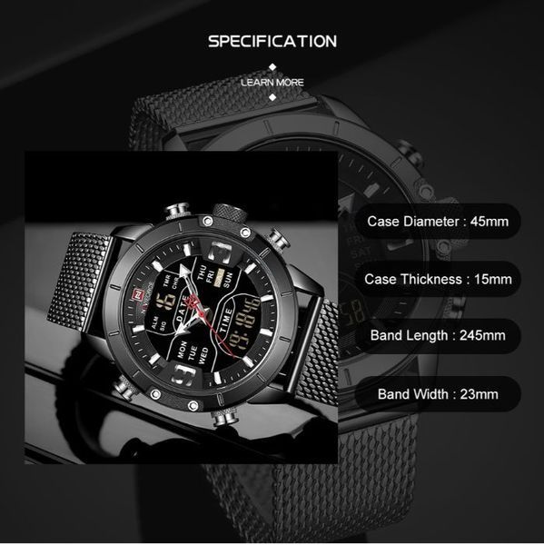 Чоловічий годинник Naviforce Tesla Black NF9153 103 фото