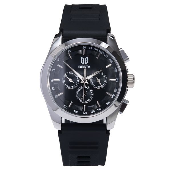 Чоловічий годинник Besta Walker Elastic Black, 2 ремінці 703 фото
