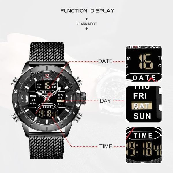 Чоловічий годинник Naviforce Tesla Black NF9153 103 фото