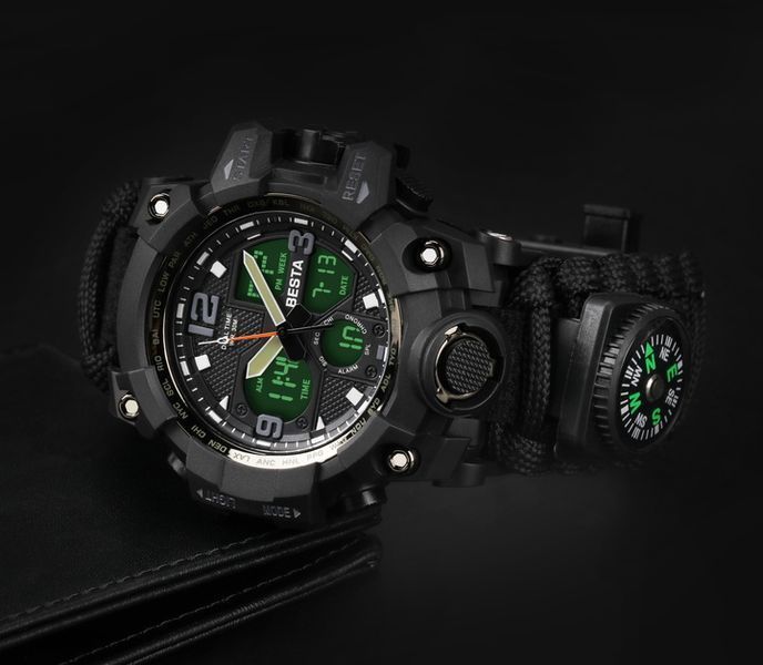 Чоловічий годинник Besta Life Pro AllBlack з компасом 307 фото