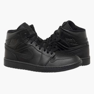Кросівки чоловічі Jordan 1 Mid Triple Black 2043 фото