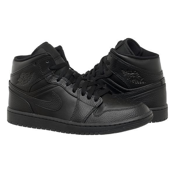 Кросівки чоловічі Jordan 1 Mid Triple Black 2043 фото
