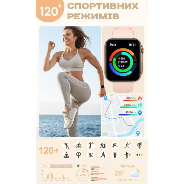 Смарт годинник Smart Sensation Pink, 2 ремінці 360 фото
