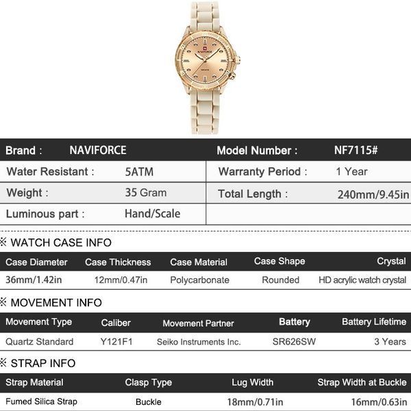 Жіночий годинник Naviforce Evelin 5 Bar 710 фото