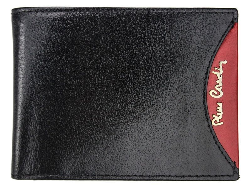 Чоловічий шкіряний гаманець Pierre Cardin TILAK29 8805 RFID Чорний + червоний - 4331 фото
