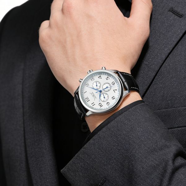 Чоловічий годинник Jaragar Elite White 11 фото