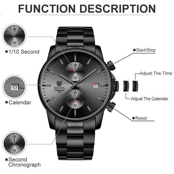 Чоловічий годинник Besta Mars Black 312 фото
