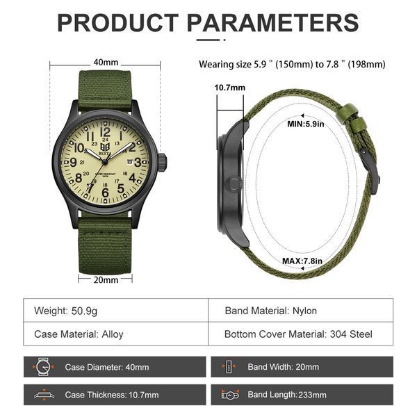 Чоловічий годинник Besta Command Green 614 фото