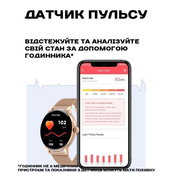 Смарт годинник Smart Holiday Gold Steel, 2 ремінці 414 фото