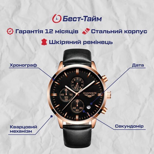 Чоловічий годинник Guanquin Digit 64 фото