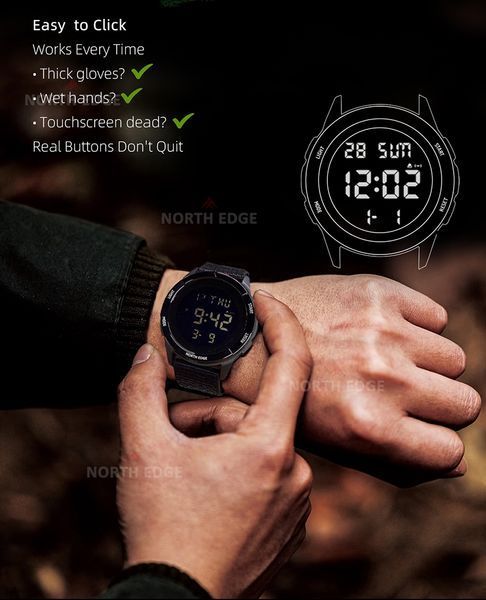Чоловічий годинник North Edge Terrax Black 716 фото