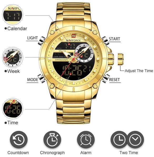 Чоловічий годинник Naviforce Jazz Gold 516 фото