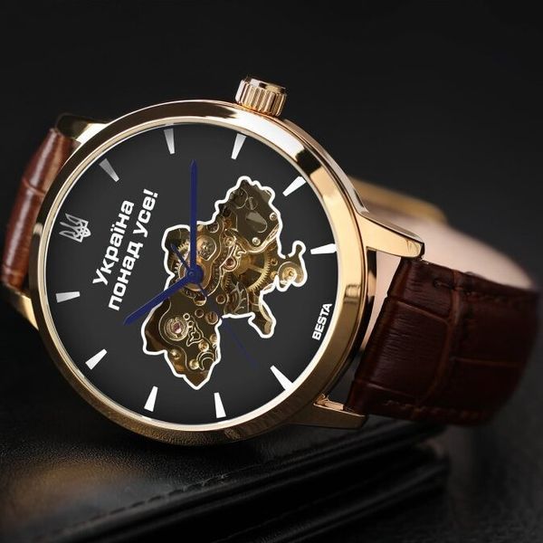 Чоловічий годинник Besta Skeleton Gold Black Dial 690 фото