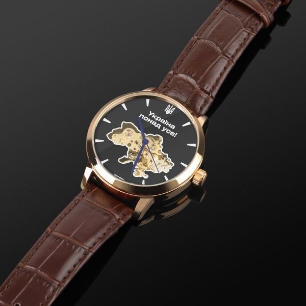 Чоловічий годинник Besta Skeleton Gold Black Dial 690 фото