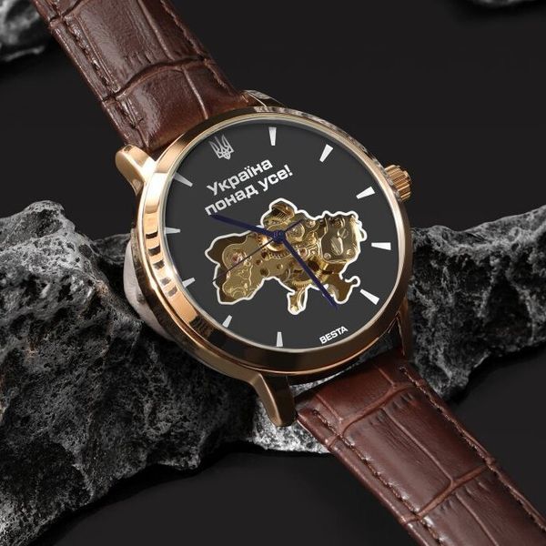 Чоловічий годинник Besta Skeleton Gold Black Dial 690 фото