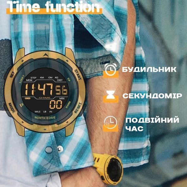 Чоловічий годинник North Edge MARS Pro Black 5BAR 171 фото