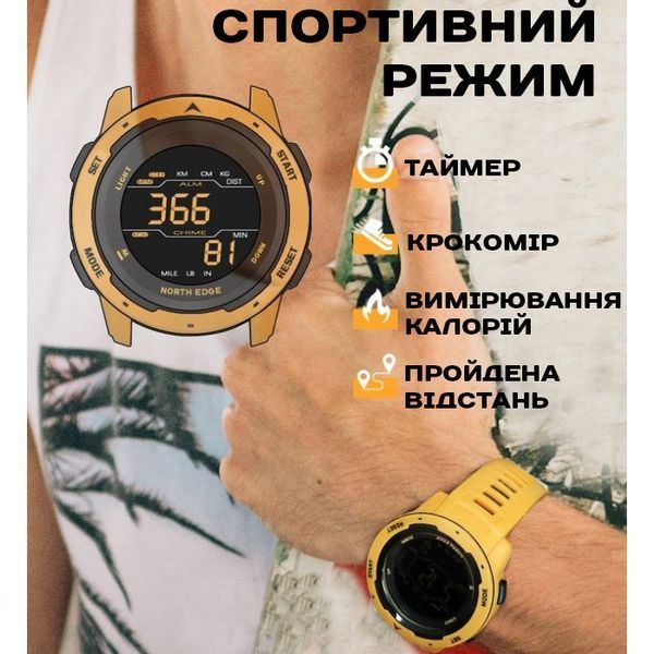 Чоловічий годинник North Edge MARS Pro Black 5BAR 171 фото