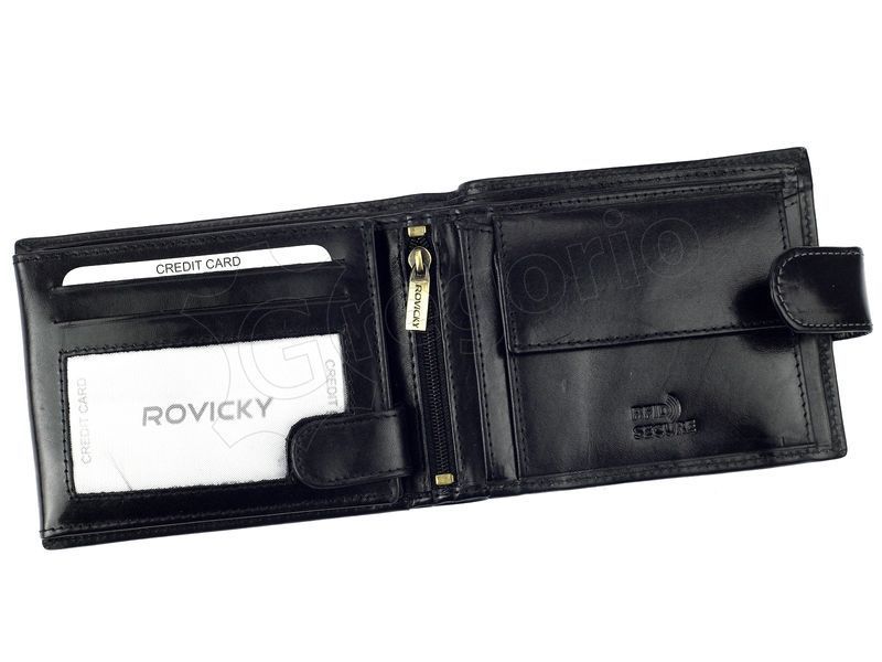 Чоловічий шкіряний гаманець Rovicky N992L-RVT RFID Чорний - 4442 фото