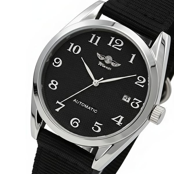 Чоловічий годинник Winner Handsome Textile Black, 2 ремінці 822 фото