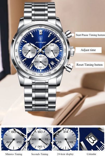 Чоловічий годинник Poedagar Petros Silver 673 фото