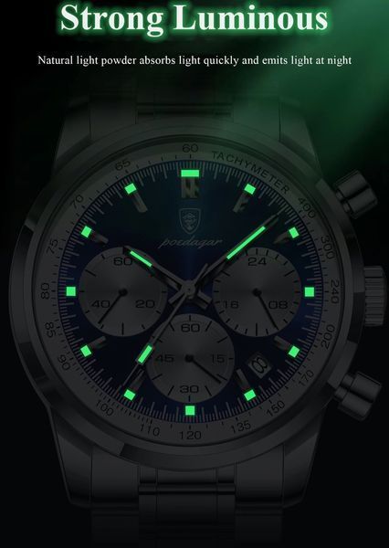 Чоловічий годинник Poedagar Petros Silver 673 фото