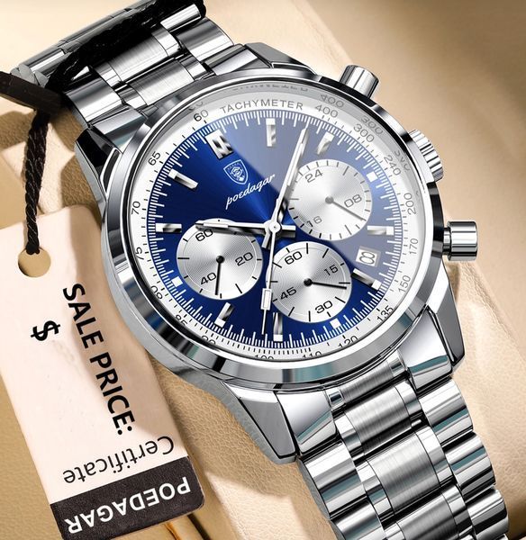 Чоловічий годинник Poedagar Petros Silver 673 фото