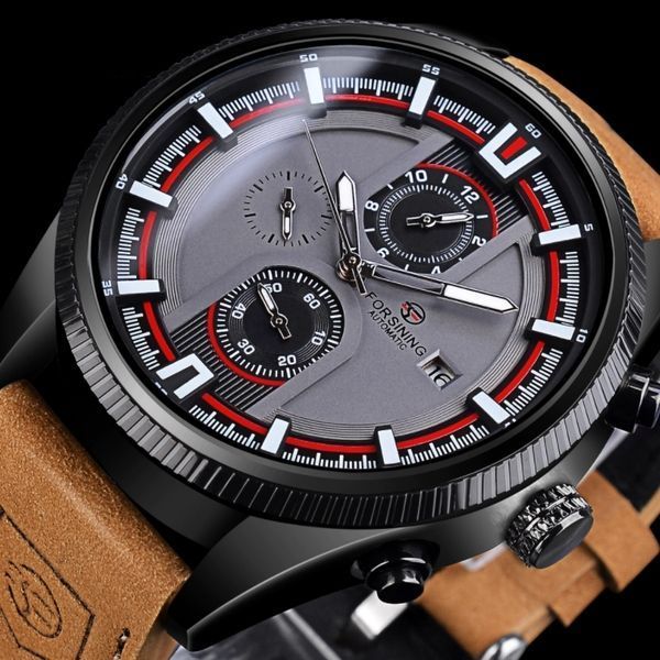 Чоловічий годинник Forsining Tennesy Wine Red, 2 ремінці 823 фото