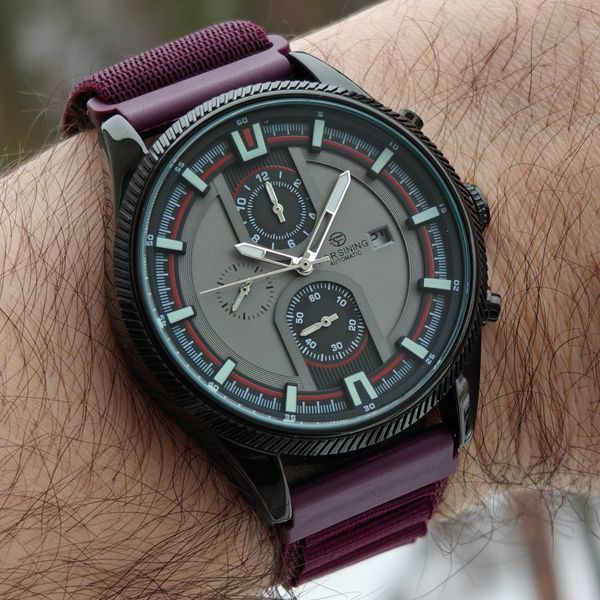 Чоловічий годинник Forsining Tennesy Wine Red, 2 ремінці 823 фото