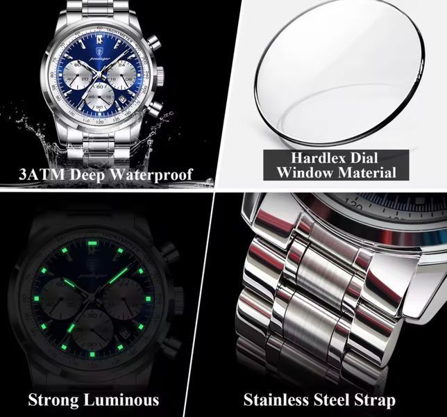 Чоловічий годинник Poedagar Petros Silver 673 фото