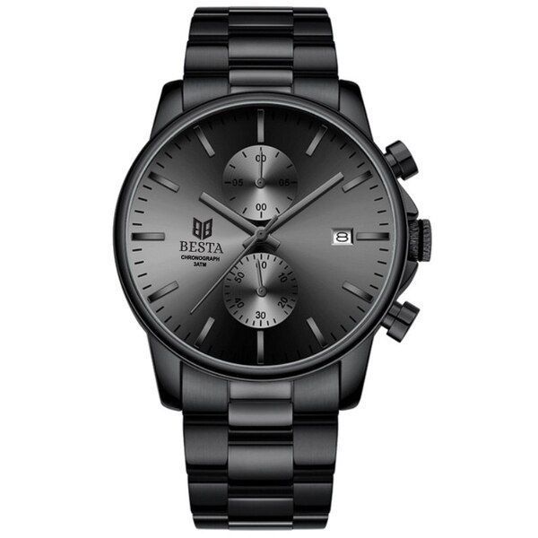 Чоловічий годинник Besta Mars Black & Gray Nylon, 2 ремінці 725 фото