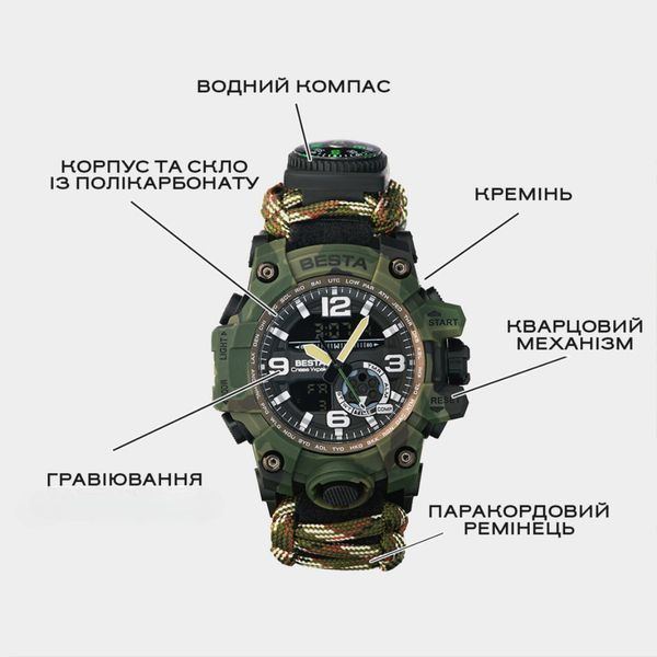 Чоловічий годинник Besta Military з компасом 226 фото