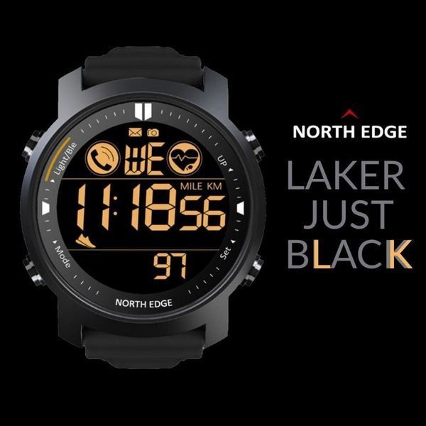 Чоловічий годинник North Edge Laker Black 5BAR 177 фото