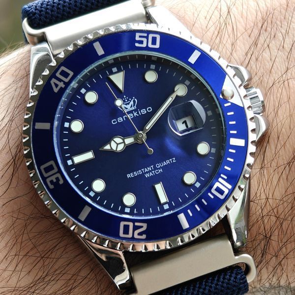 Чоловічий годинник Hemsut Zurich Carekiso Nylon Blue, 2 ремінці 777 фото