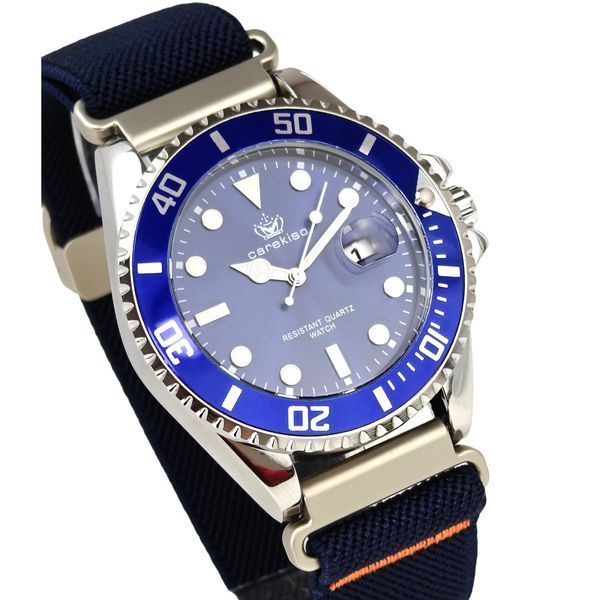 Чоловічий годинник Hemsut Zurich Carekiso Nylon Blue, 2 ремінці 777 фото