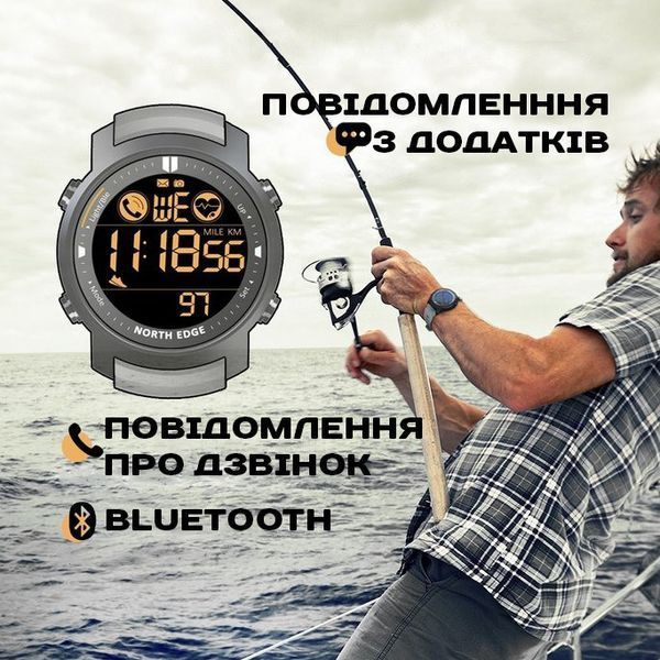 Чоловічий годинник North Edge Laker Black 5BAR 177 фото