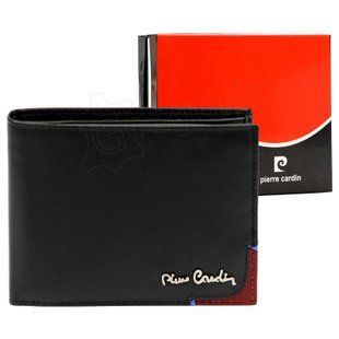Чоловічий шкіряний гаманець Pierre Cardin TILAK75 8806 Чорний + червоний - 4349 фото