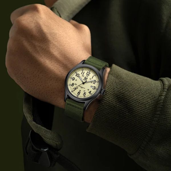 Чоловічий годинник Besta Command Green Nylon, 2 ремінці 728 фото