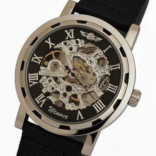 Чоловічий годинник Winner Black Textile Classic, 2 ремінці 735 фото