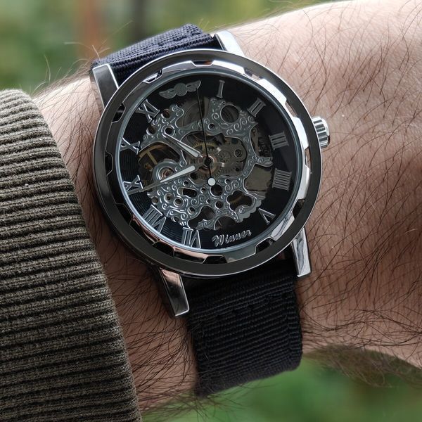 Чоловічий годинник Winner Black Textile Classic, 2 ремінці 735 фото