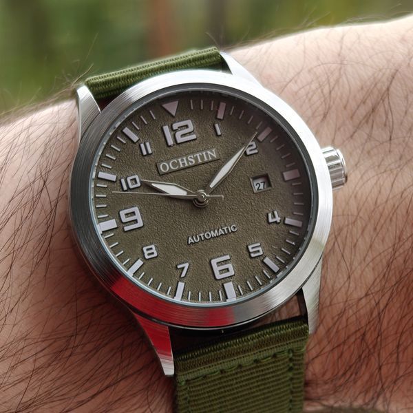 Чоловічий годинник Ochstin Military Hook Green, 2 ремінці 736 фото