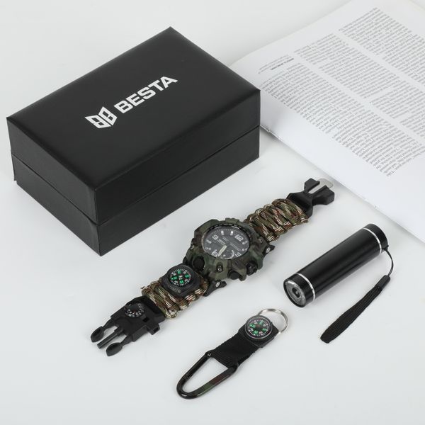 Чоловічий годинник Besta Box Military Light подарунковий набір, з компасом 492 фото