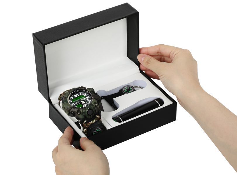 Чоловічий годинник Besta Box Military Light подарунковий набір, з компасом 492 фото