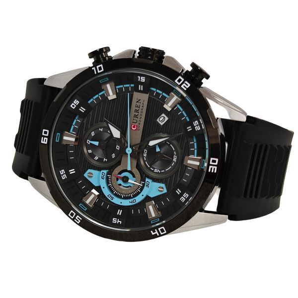 Чоловічий годинник Curren Roberto Elastic Black, 2 ремінці 737 фото
