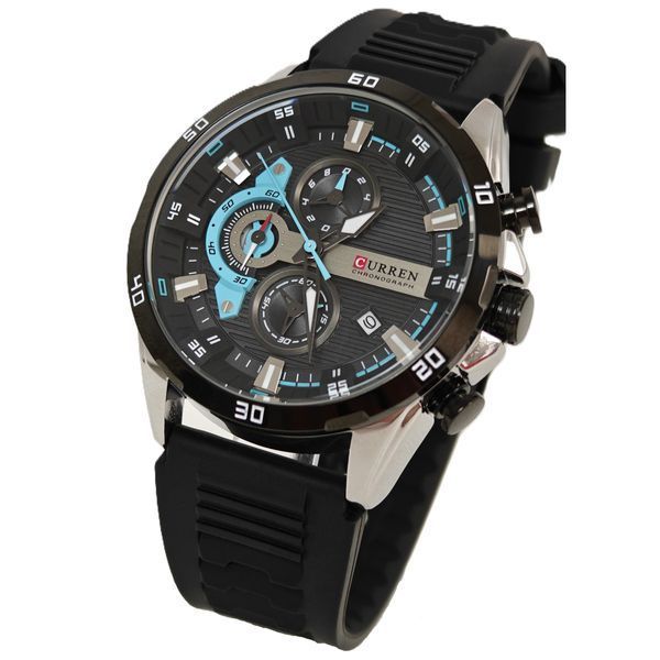 Чоловічий годинник Curren Roberto Elastic Black, 2 ремінці 737 фото
