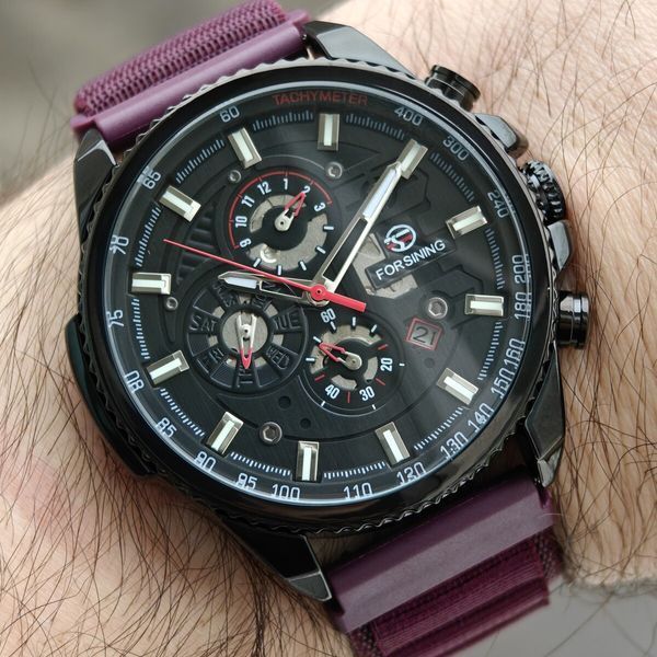 Чоловічий годинник Forsining Finance Wine Red, 2 ремінці 793 фото