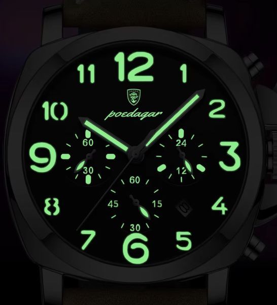 Чоловічий годинник Poedagar Luminious Rubber Black, 2 ремінці 794 фото